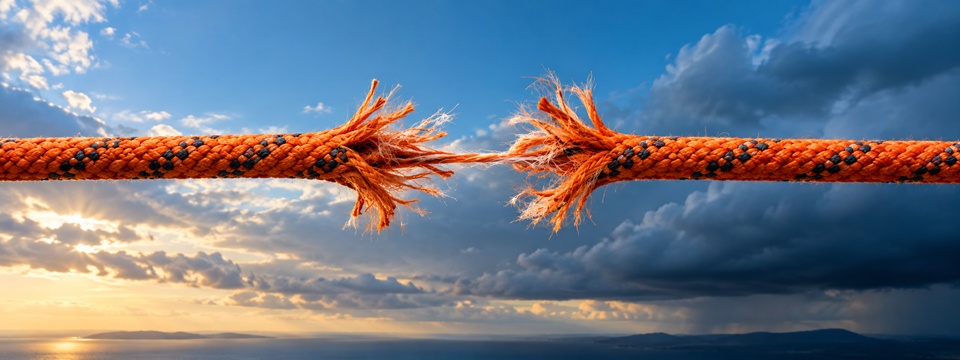 Bright orange rope under tension illustrating how stress shows up physically in the body